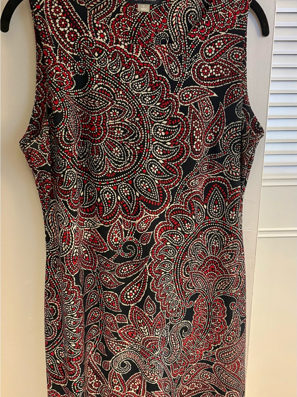 Tommy Hilfiger Red and Black Paisley Midi Dress